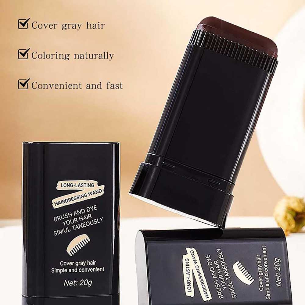 Black Hair Dye Stick for Instant Gray Coverage & Root Touch Up لم صبغة الشعر الأسود لتغطية الشيب الفورية وتغطية جذور الشعر